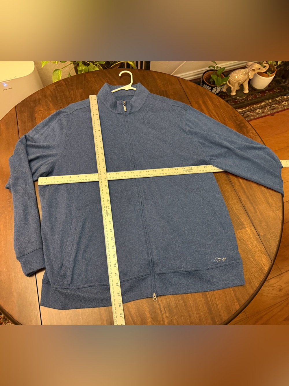 Greg Norman Collection Heathered Blue Full-Zip Sweater